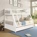 Solid Wood Twin Over Full Bunk Bed with Two Storage Drawers, Convertible Design for Twin and Full Mattresses, Removable Ladder