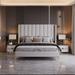 56" Tall Headboard Square Tufted Upholstered Platform Bed, Queen Size Bed Frame