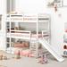 Twin over Twin over Twin Adjustable Triple Bunk Bed with Ladder and Slide - White - Space-Saving, Sturdy Pine Wood Construction