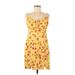 Wild Fable Casual Dress - Mini Tie Neck Sleeveless: Yellow Print Dresses - Women's Size Medium