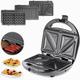 3 in 1 Sandwich Maker Removable Sandwich Grill Waffle Plates non-stick - Monzana