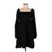 Shein Casual Dress - Mini Square Long sleeves: Black Print Dresses - Women's Size Medium