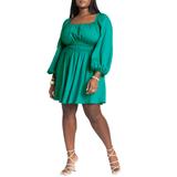 Plus Size Women's Mini Fit And Flare Dress by ELOQUII in Green (Size 20)