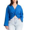 Plus Size Women's Multi-Tie Wrap Top by ELOQUII in Royal (Size 20)