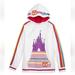 Disney Tops | Disney Parks Women's Pullover Hoodie Walt Disney World Retro Stripe Size M | Color: Pink/White | Size: M