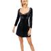 Free People Dresses | 410. Free People Nwt Kat Black Velvet Lace Long Sleeve Mini Dress Xs $128 | Color: Black | Size: M