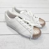 Adidas Shoes | Adidas Superstar Womens Sneakers Size 5.5 White Metallic Copper Toe Fx4748 | Color: White | Size: 5.5