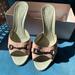 Gucci Shoes | Authentic Gucci Pink, Open Toe, Slides, Slip On, Kitten Heels Sandals Guccissima | Color: Cream/Pink | Size: 8