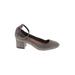 Steven by Steve Madden Heels: Pumps Chunky Heel Classic Gray Solid Shoes - Women's Size 9 - Round Toe