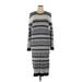 Tory Burch Casual Dress - Midi High Neck 3/4 sleeves: Gray Stripes Dresses - Women's Size X-Large