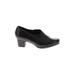 Clarks Heels: Loafers Chunky Heel Classic Black Print Shoes - Women's Size 8 - Round Toe