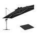 Purple Leaf 11 Feet Double Top Deluxe Solar Powered LED Square Patio Umbrella w/ Steel Plate Base in Black | 108 H x 132 W x 132 D in | Wayfair