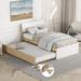 Latitude Run® Modern Twin Bed Frame w/ Trundle For White High Gloss Upholstered | 35.39 H x 41.22 W x 78.81 D in | Wayfair