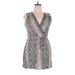 Calvin Klein Casual Dress - Wrap Plunge Sleeveless: Gray Snake Print Dresses - Women's Size 14