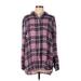 Old Navy Long Sleeve Button Down Shirt: Pink Plaid Tops - Women's Size Large