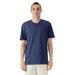 American Apparel 2004CVC CVC Henley T-Shirt in Heather Indigo size Medium | Cotton/Polyester Blend
