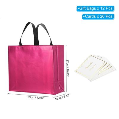 Gift Bags with Cards, 12 Set 13" Reusable Non-Woven Gift Goodie Bags - 13"x11"x5"