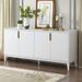 Accent Storage Cabinet Sideboard with 4 Doors, Modern Buffet Cabinet with Adjustable Shelf and Metal Handles for Living Room