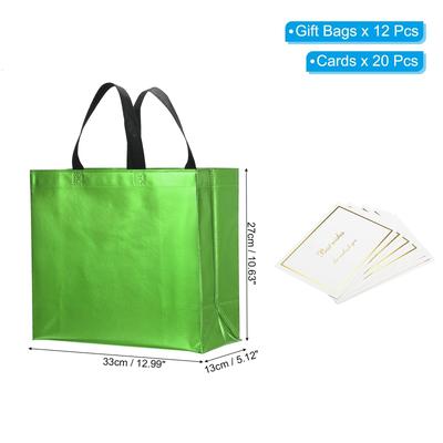 Gift Bags with Cards, 12 Set 13" Reusable Non-Woven Gift Goodie Bags - 13"x11"x5"