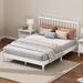 King Size Platform Bed with Gourd Design Headboard, No Box Spring Needed, Wood Bed with Pinewood Support Legs