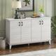 Retro Style Storage Sideboard with Adjustable Shelves, 4 Doors and Metal Handles, Wood Storage Buffet for Living Room