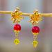 '14k Gold-Plated Agate and Swarovski Crystal Dangle Earrings'
