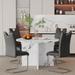 5-Piece Round Dining Table Set, 47" Modern Kitchen Table and 4 PU Chairs for Dining Room Kitchen, Living Room