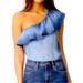 Anthropologie Tops | Anthropologie Cloth & Stone One Shoulder Chambray Top, Size Large | Color: Blue | Size: L