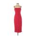 Fame And Partners Cocktail Dress - Midi Square Sleeveless: Red Print Dresses - Women's Size 4