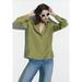 Zara Tops | Nwt Zara Green Lyocell Oversized V-Neck Long Sleeve Blouse - Size S | Color: Green | Size: S