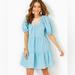 Lilly Pulitzer Dresses | Lilly Pulitzer Charlet Short Sleeve Linen Dress In Celestial Blue Size 12 | Color: Blue/White | Size: 12