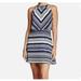 Jessica Simpson Dresses | Jessica Simpson Halter Blouson Dress Womens Size 8 Blue White Stripes Mini Flowy | Color: Blue/White | Size: 8