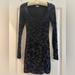 Free People Dresses | Free People Intimately Black Velvet Flocked Bodycon Long Sleeved Dress Sz Xs | Color: Black | Size: Xs