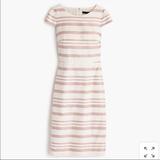 J. Crew Dresses | J. Crew Double Stripe Cap Sleeve Sheath Dress Pink Ivory 6 | Color: Cream/Pink | Size: 6