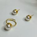 Zara Jewelry | "Freshwater Pearls On Gold-Plated Brass - A Captivating Stud With Ring | Color: Cream/Gold | Size: Os