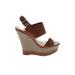 Steve Madden Wedges: Brown Solid Shoes - Women's Size 7 1/2 - Open Toe