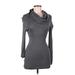 Michael Stars Casual Dress - Sweater Dress Cowl Neck Long sleeves: Gray Print Dresses