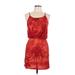 5th & Love Casual Dress - Mini Scoop Neck Sleeveless: Red Tropical Dresses - Women's Size Large