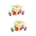 TOYANDONA 2pcs Educational Shape Sorter Shape Sorter Cube Geometric Sorter Wood Toy Shape Sorter Toy Preschool Toddler Toys Intelligence Box Bamboo Child Three-dimensional