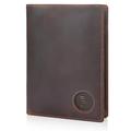 Polare Luxury RFID Blocking Leather Passport Holder Travel Wallet For Men and Women, Dark Brown with AirTag Slot, L, Retro