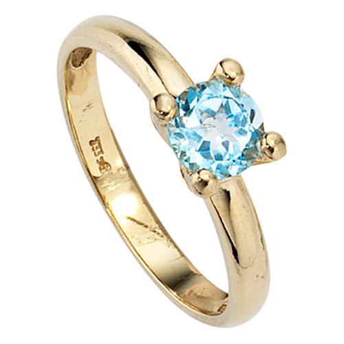 Goldring JOBO Fingerringe Gr. 52, Gelbgold 333, goldfarben (gelbgold 333) Damen 333 Gold mit Blautopas