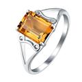 Ayoiow Women Wedding Ring Gold 18Kt Baguette Shape 1.59ct Yellow Citrine Ring Diamond Ring for Women Yellow Gold Wedding Band