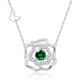 Sterling Silver May Birthstone Necklace Created Emerald Necklace Camellia Jewellery Rose Jewellery Gifts for Her Women Girls, 18+2 inches