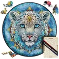 Puzzle en bois mandala léopard des neiges jouet animaux léopard jeux de puzzle en bois amusant