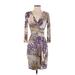 Boston Proper Casual Dress - Sheath V-Neck 3/4 sleeves: Purple Dresses - Women's Size 0