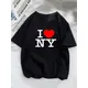 T-shirt graphique I Love NY New York pour femme noir rose rouge Y2K Harajuku vêtements