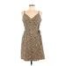 Sanctuary Casual Dress - A-Line V Neck Sleeveless: Tan Leopard Print Dresses - Women's Size Small
