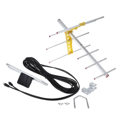 Antenne TV HD Yagi Amplifiée 8 Longue Portée 10dB UHF/VHF/FM HDTV 100 Miles pour l'Extérieur