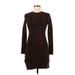 Rebecca Taylor Casual Dress - Sweater Dress Crew Neck Long sleeves: Brown Print Dresses - Women's Size X-Small