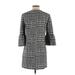Zara Casual Dress - Shift High Neck 3/4 sleeves: Gray Plaid Dresses - Women's Size Small